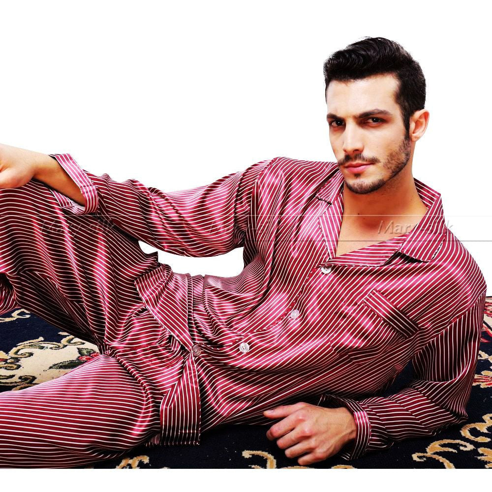 Mens Silk Satin Pajamas Set Pajama Pyjamas PJS Sleepwear Set Loungewear - CelebritystyleFashion.com.au online clothing shop australia