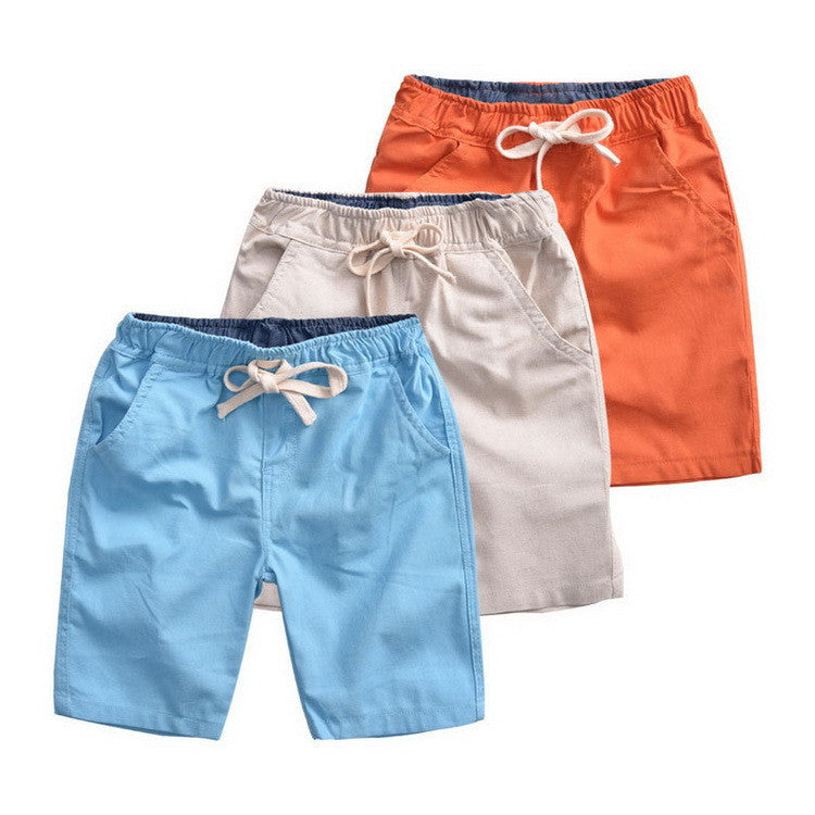 Boys Summer Solid Flax Sport Shorts Kids Cotton Beach Shorts Children Casual Trouser Infantil Brand , LC172 - CelebritystyleFashion.com.au online clothing shop australia