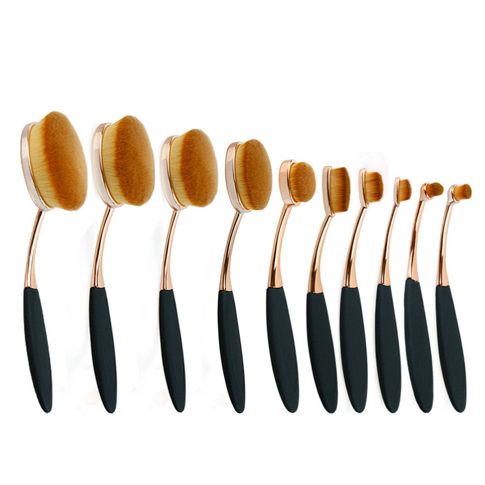 GOLD Toothbrush 10PCS Makeup Brush Set Artist Oval Puff Cream Foundation Contour Blush Powder Beauty Kit Kim Kardashian Style - CelebritystyleFashion.com.au online clothing shop australia