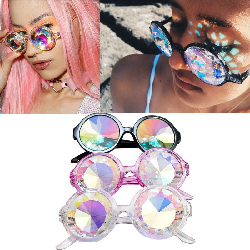 Fashion Retro Round Kaleidoscope Sunglasses Men Women Designer Eyewear Kaleidoscope lens Glasses oculos de sol - CelebritystyleFashion.com.au online clothing shop australia