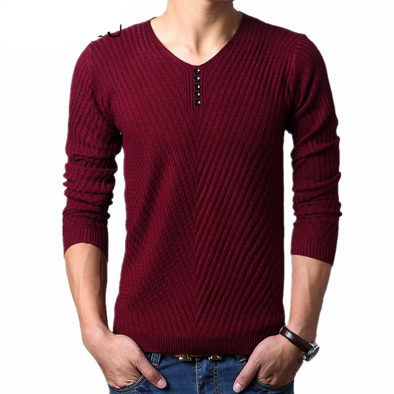 New Winter Henley Neck Sweater Men Cashmere Pullover Christmas Sweater Mens Knitted Sweaters Pull Homme Jersey Hombre - CelebritystyleFashion.com.au online clothing shop australia