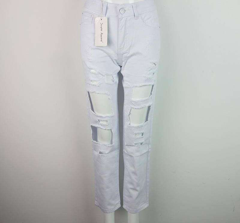 Ripped Jeans Pants Vintage Straight Jeans Mid Waist - CelebritystyleFashion.com.au online clothing shop australia