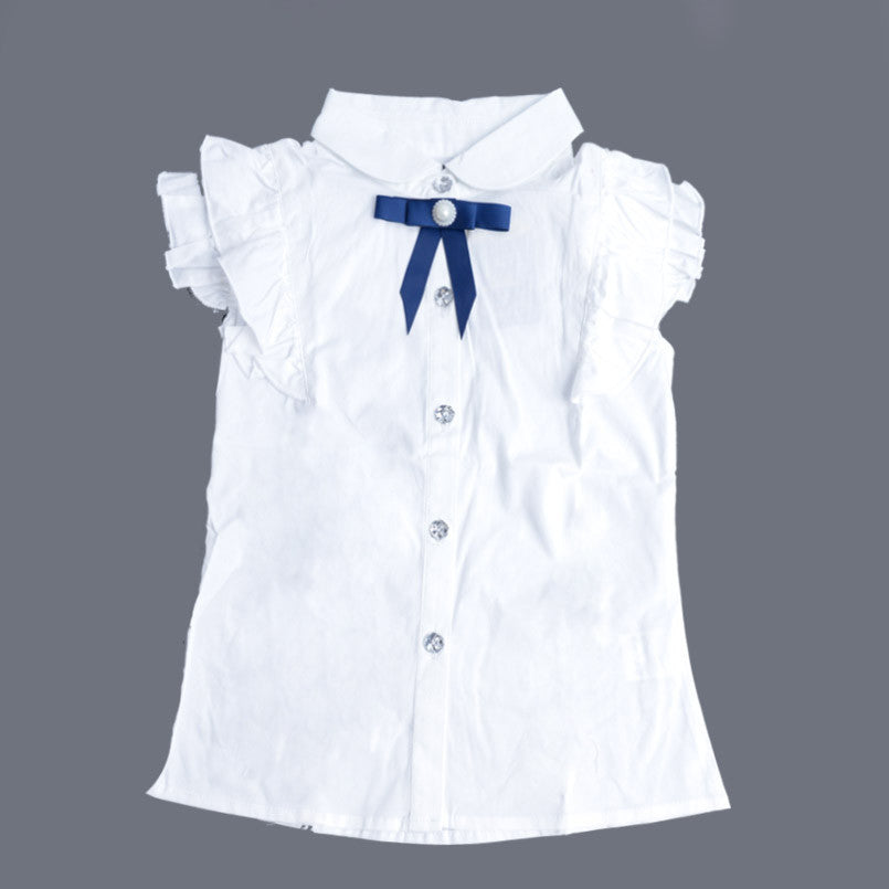 girl short-sleeve white shirt student slim white waist blouse for girls clothes kids clothing - CelebritystyleFashion.com.au online clothing shop australia