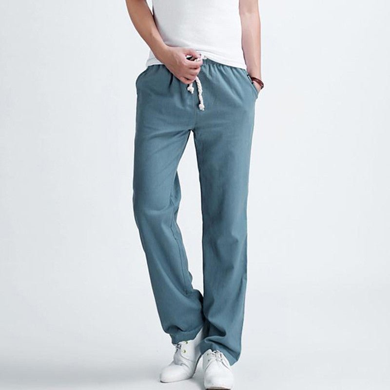 Men's casual pants Men's solid color linen casual trousers Stylish and