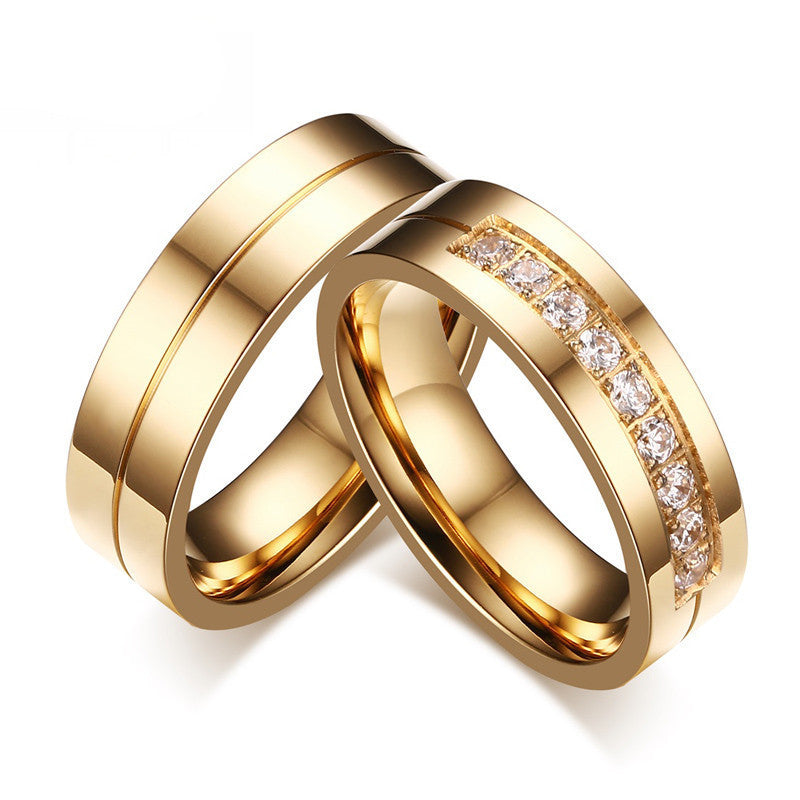 Wedding Bands Rings For Love 18K Gold Plated CZ Diamond & Zirconia Stainless Steel Ring - CelebritystyleFashion.com.au online clothing shop australia