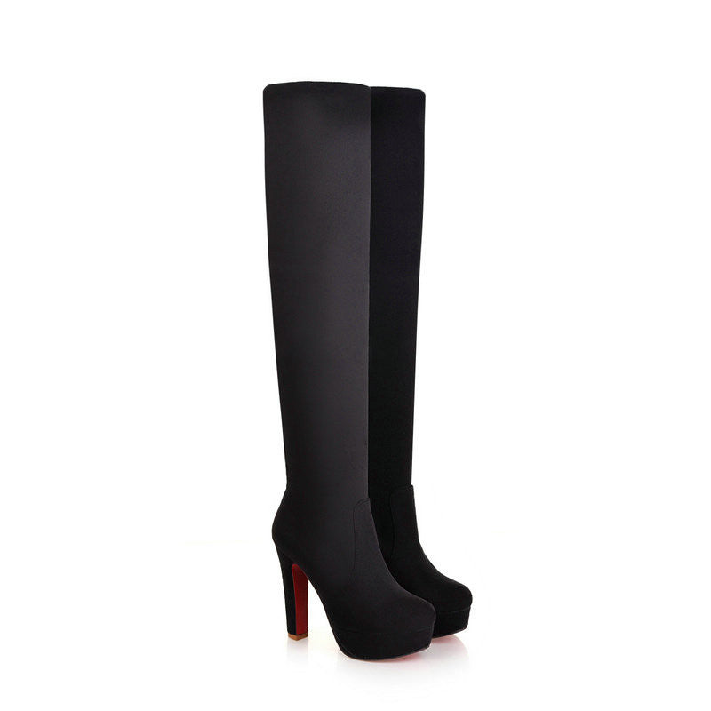 Women Suede Sexy Fashion Over the Knee Boots Sexy Thin High Heel Boots Platform Woman Shoes Black Blue size 34-43 - CelebritystyleFashion.com.au online clothing shop australia