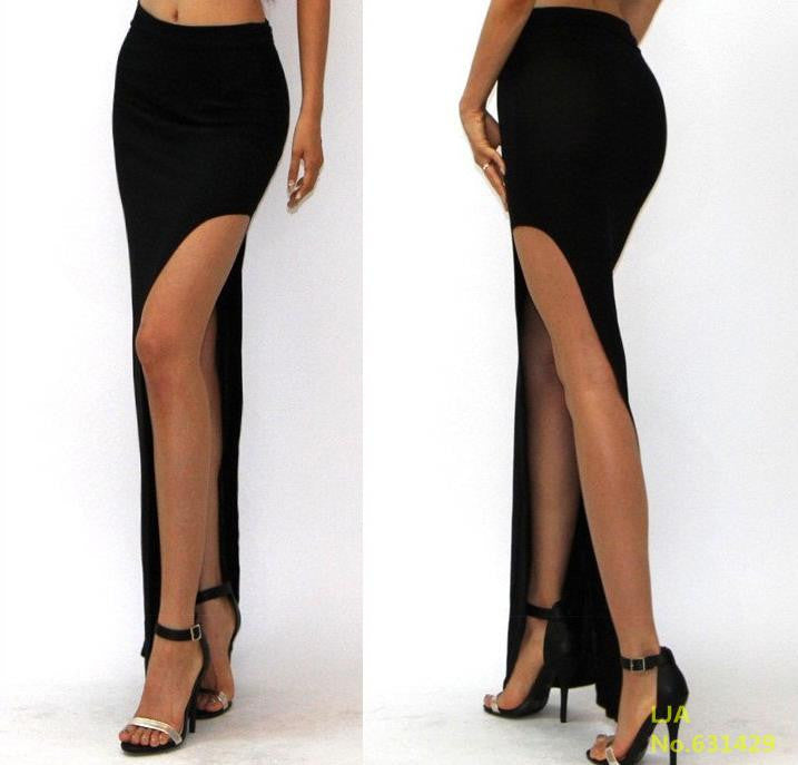 Fashion Charming Sexy Women Lady Long Skirts Open Side Split Skirt Long Maxi Skirt Black - CelebritystyleFashion.com.au online clothing shop australia