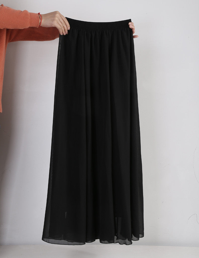 Women Chiffon Long Skirts Candy Color Pleated Maxi Skirts Spring Summer Skirts M L XL 17Colors - CelebritystyleFashion.com.au online clothing shop australia