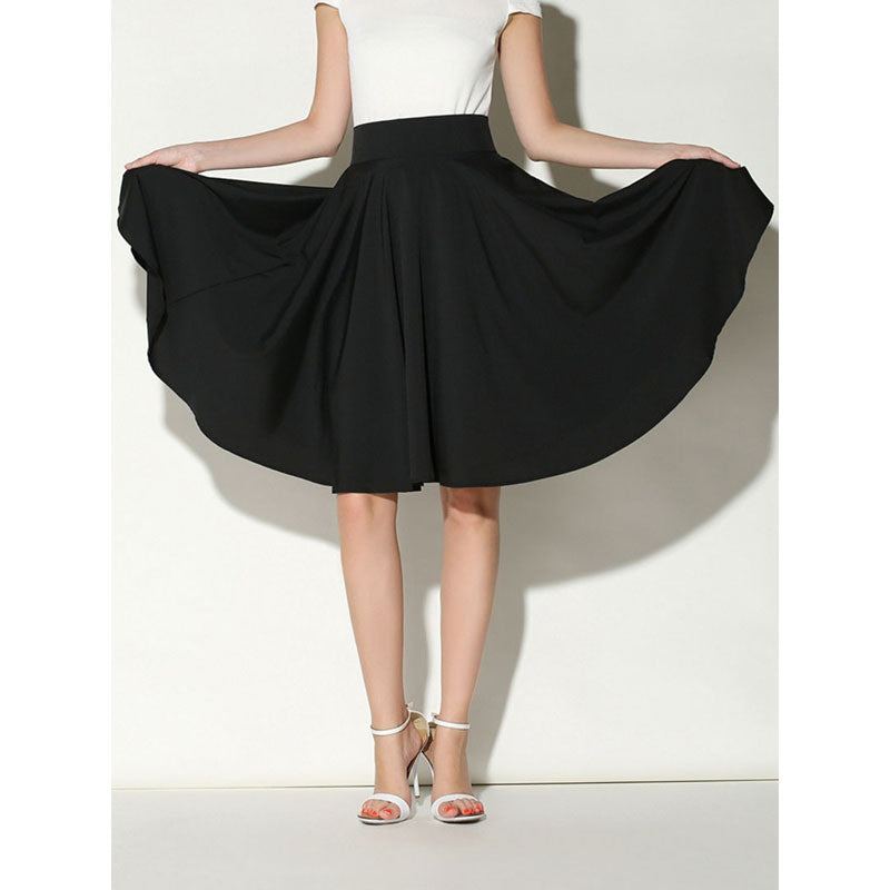 Midi Skirt Summer Women Clothing High Waist Pleated A Line Skater Vintage Casual Knee Length Saia Petticoat - CelebritystyleFashion.com.au online clothing shop australia