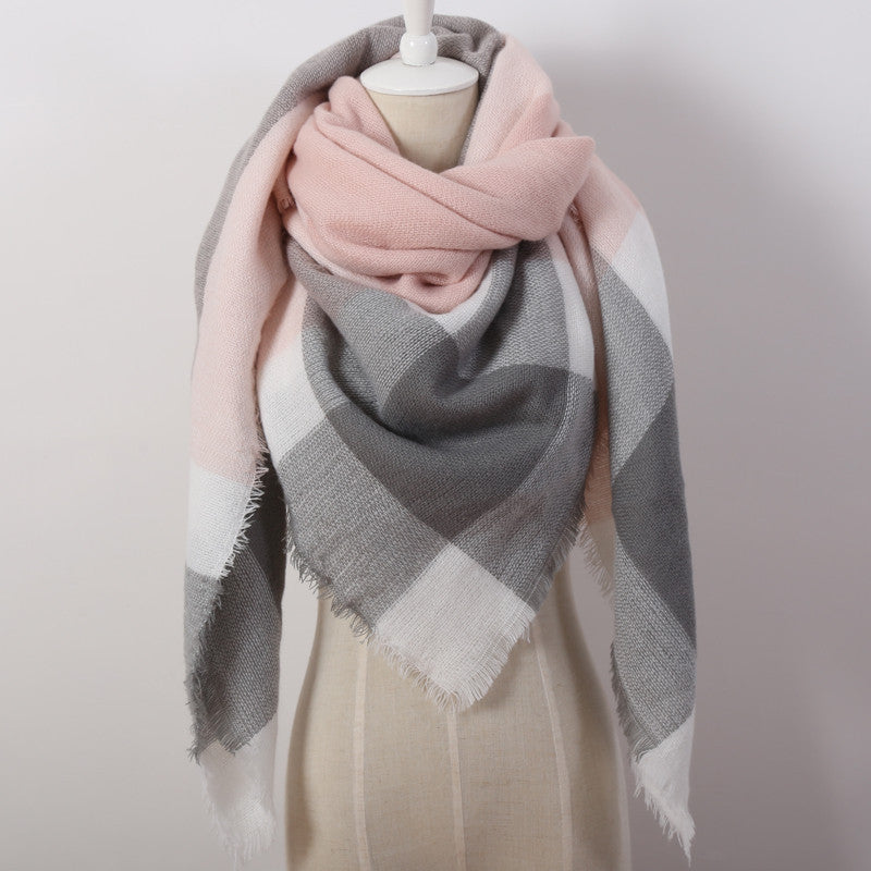 Fashion Brand Designer Cashmere Triangle Pink Scarf Winter Women Shawl Pashmina Cape Blanket Plaid Foulard - CelebritystyleFashion.com.au online clothing shop australia