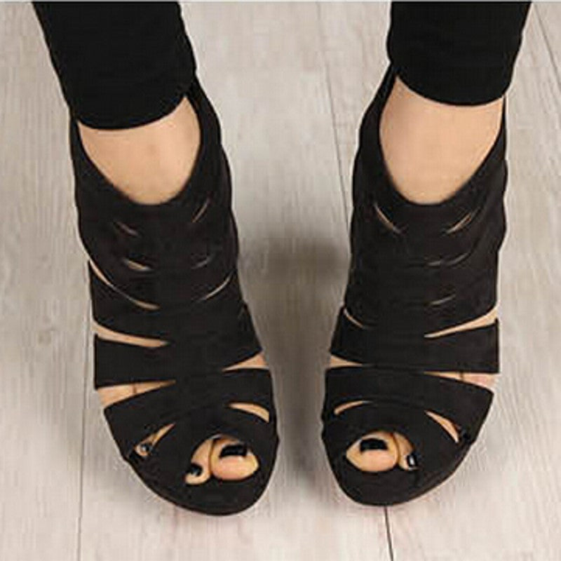 Summer cut-outs gladiator women pumps peep toe high heels sandals shoes woman party wedding heels shoes zipper - CelebritystyleFashion.com.au online clothing shop australia