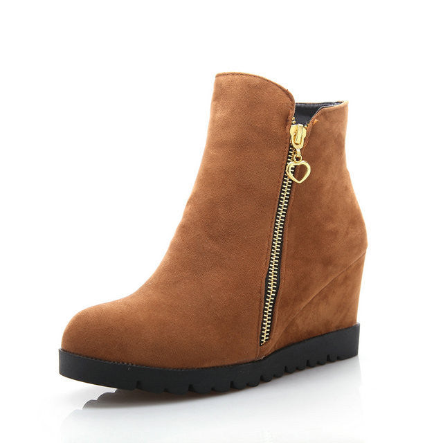 Fashion women winter ankle boots Women hidden wedges boots Design zip Round toe Women western boots shoes woman - CelebritystyleFashion.com.au online clothing shop australia