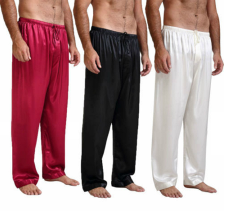 Mens Silk Satin Pajamas Pyjamas Pants Lounge Pants Sleep Bottoms