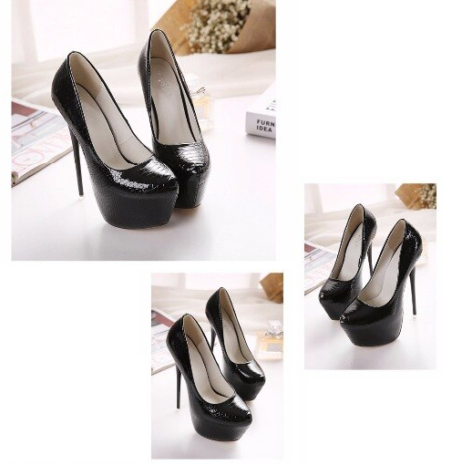 Round Toe Height Platform Extreme High Heels Shoes 16CM Snake Pumps Nightclub Evening Party Wine Red Black 40