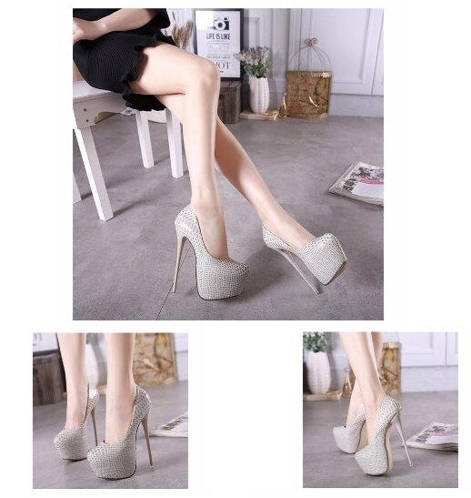 Round Toe Height Platform Extreme High Heels Shoes 16CM Snake Pumps Nightclub Evening Party Wine Red Black 40