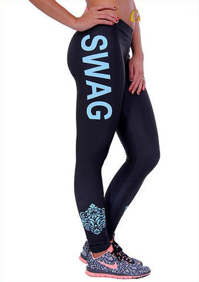 Plus Size Women's Leggings SWAG Letters Leggins Workout Pants Trousers Fitness Modal Women Plus Size Clothing
