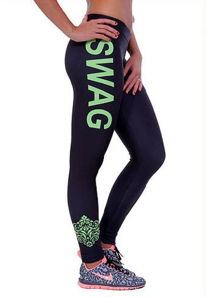Plus Size Women's Leggings SWAG Letters Leggins Workout Pants Trousers Fitness Modal Women Plus Size Clothing