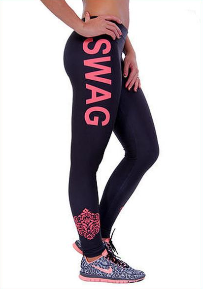 Plus Size Women's Leggings SWAG Letters Leggins Workout Pants Trousers Fitness Modal Women Plus Size Clothing
