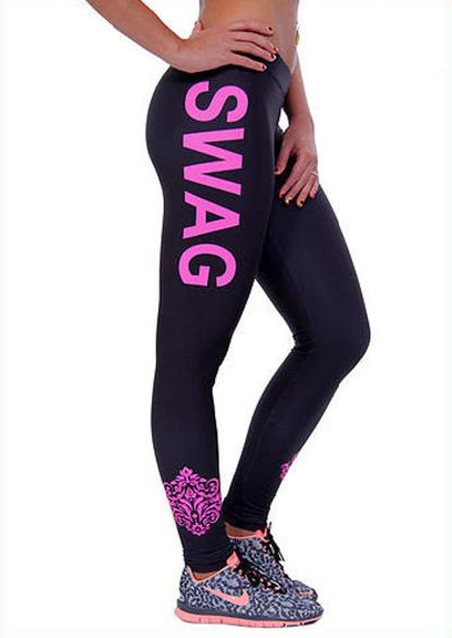 Plus Size Women's Leggings SWAG Letters Leggins Workout Pants Trousers Fitness Modal Women Plus Size Clothing