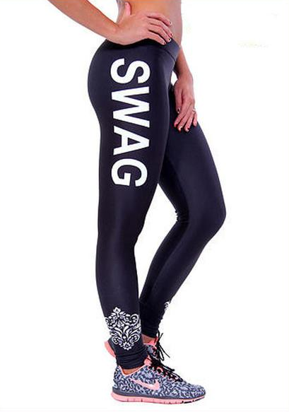Plus Size Women's Leggings SWAG Letters Leggins Workout Pants Trousers Fitness Modal Women Plus Size Clothing