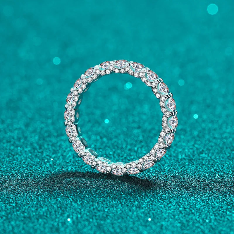 Moissanite Ring Woman Wedding Jewelry Sterling Sliver Plated White Gold Wedding Band