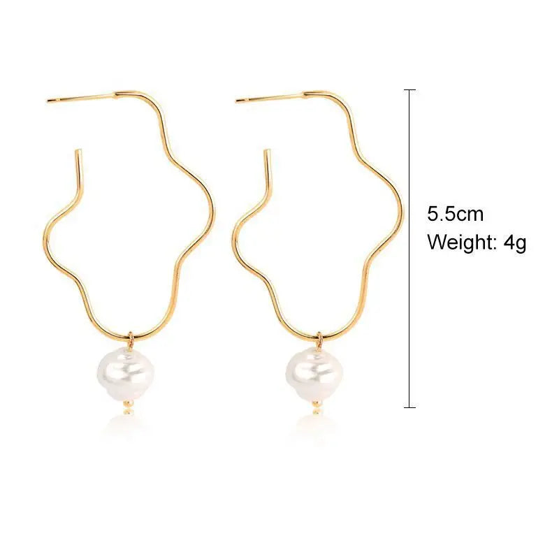 Circle Earrings For Women Vintage Punk Baroque Pearl Earrings Stainless Steel Ear Clip Women Jewelry Imitation Pearl-Dollar Bargains Online Shopping Australia