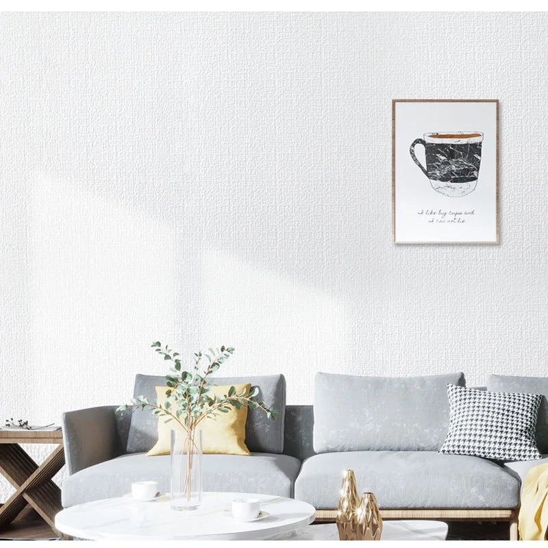 Linen 3D Foam Self-adhesive PVC Solid Color Thickened Waterproof Background Wall Renovation Wallpaper Wall Stickers
