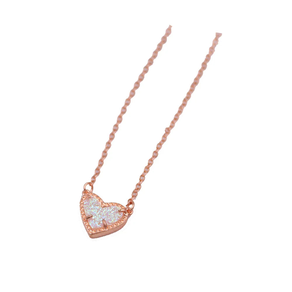 Gift Glitter Abalone Stone Small Heart Shaped 3D Resin Shell Mini Love Necklaces for Women Pendants-Dollar Bargains Online Shopping Australia
