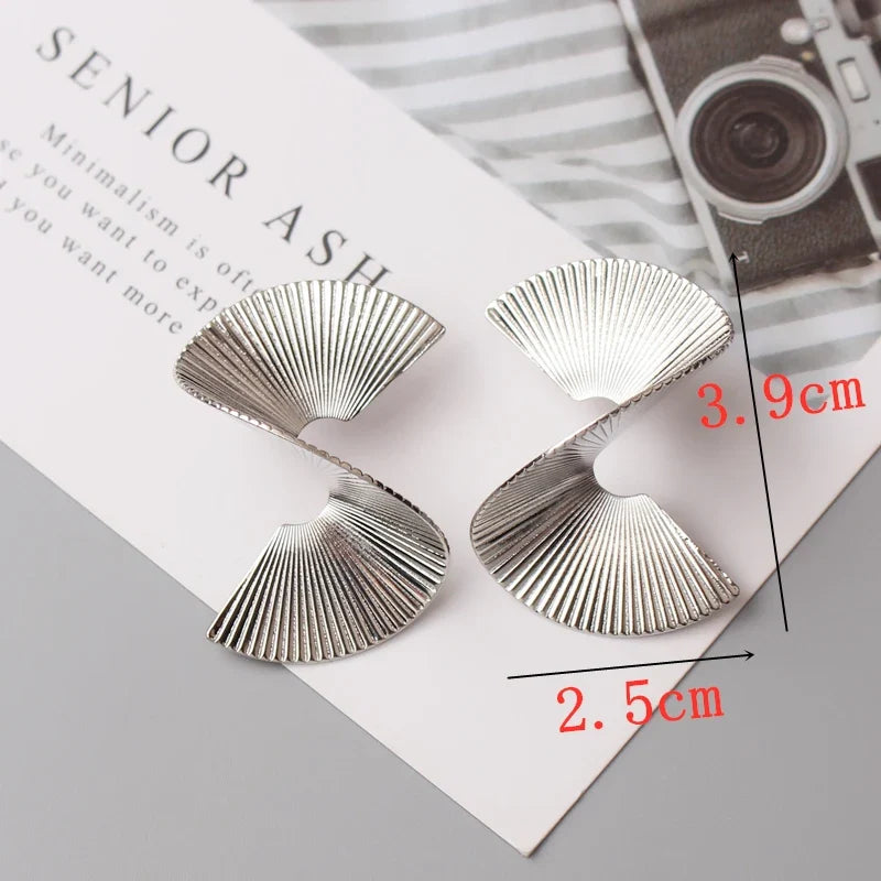 Exaggerated Geometry Irregular Metal Dangle Earrings Spiral Twist Knot Round Smooth Brincos Jewelry-Dollar Bargains Online Shopping Australia