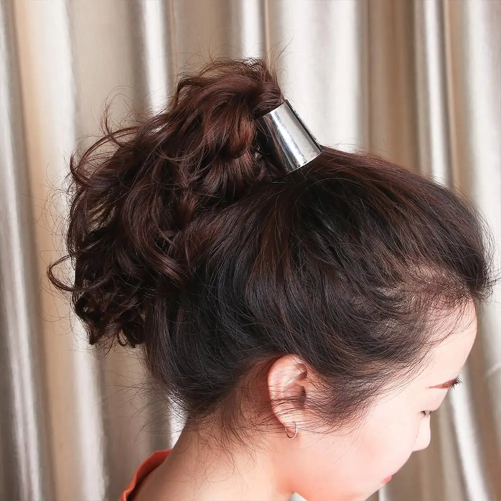 Women Punk Gothic Fake Metal Hair Cuff Ponytail Clip Tie Holder Hair Band Elastic Wrap Hair Accessories