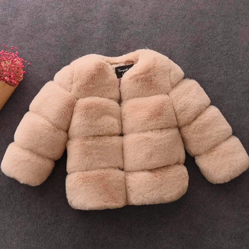 Baby Girls Faux Fur Coat Winter Children Girls Long Sleeve Christmas Jacket Warm Kids Girls Snow Coat Girls Outerwear Clothing-Dollar Bargains Online Shopping Australia