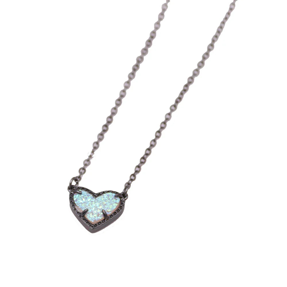 Gift Glitter Abalone Stone Small Heart Shaped 3D Resin Shell Mini Love Necklaces for Women Pendants-Dollar Bargains Online Shopping Australia