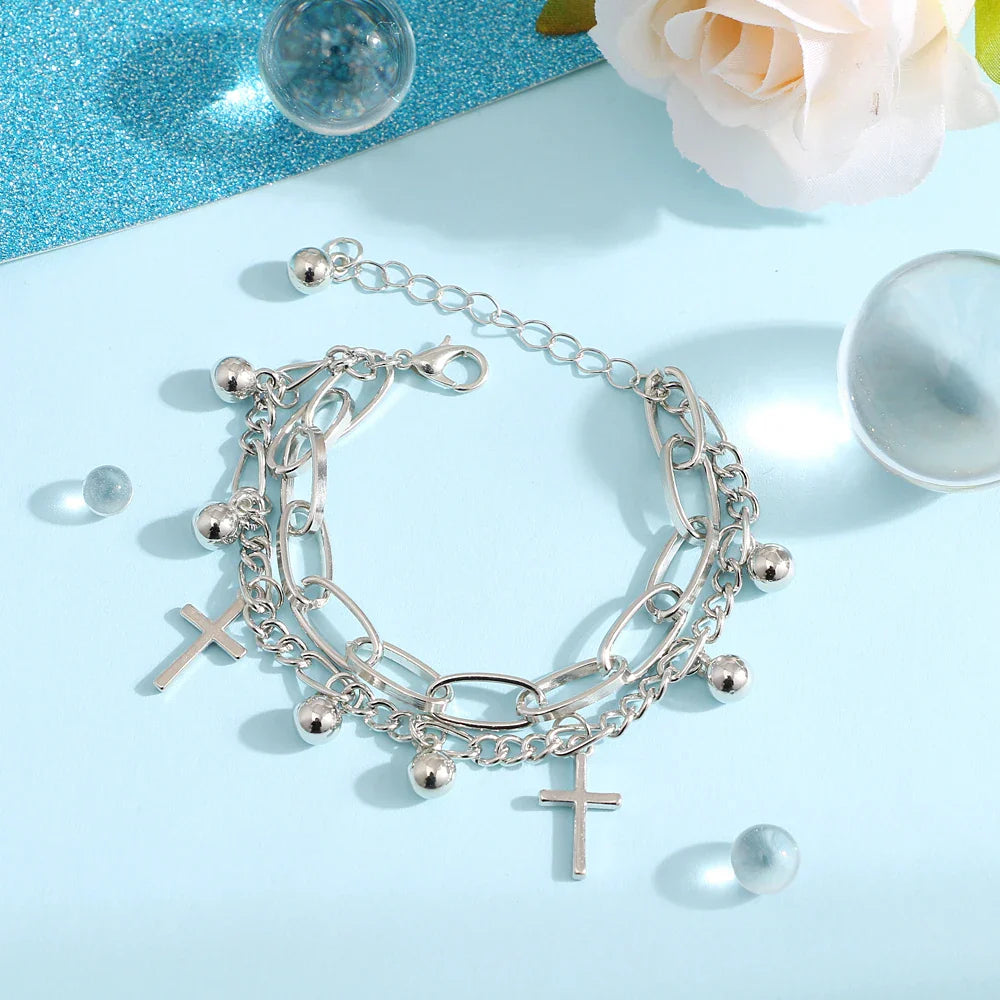 FNIO Bohemian Bracelets for Women Fashion Multilayer Beaded Chain Bracelets Set Charm Bracelet Bangles Jewelry Punk-Dollar Bargains Online Shopping Australia