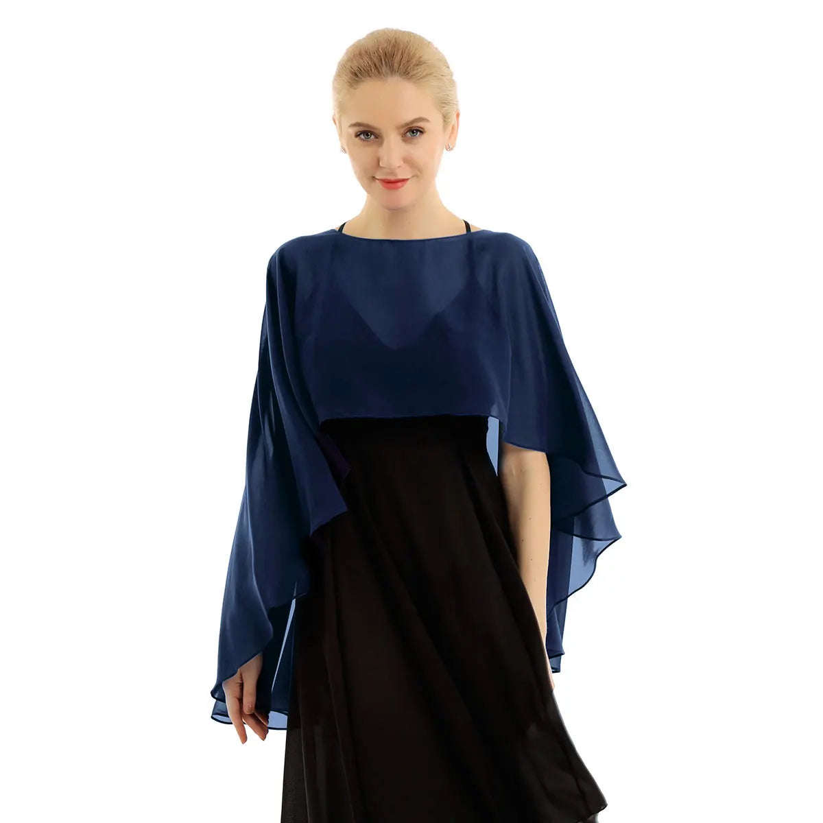 Women Chiffon Solid Pullover Capes Shawl Hi-low Hem Thin Soft Shrug Ponchos for Wedding Bridal Bridesmaid Evening Party Dress-Dollar Bargains Online Shopping Australia