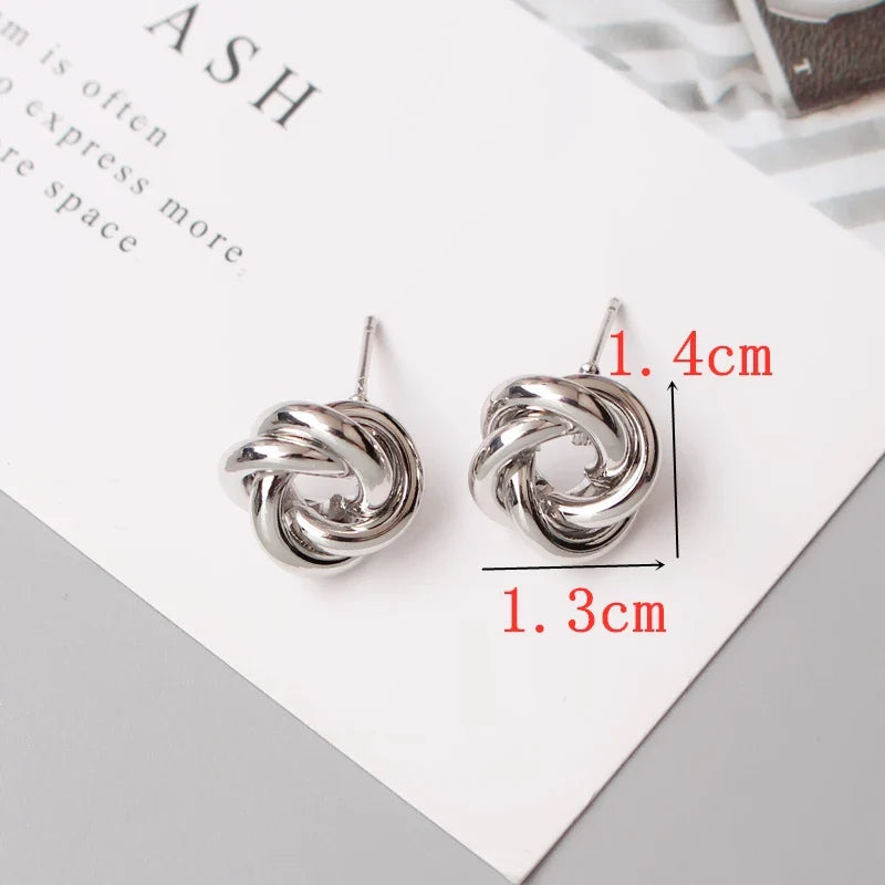 Exaggerated Geometry Irregular Metal Dangle Earrings Spiral Twist Knot Round Smooth Brincos Jewelry-Dollar Bargains Online Shopping Australia