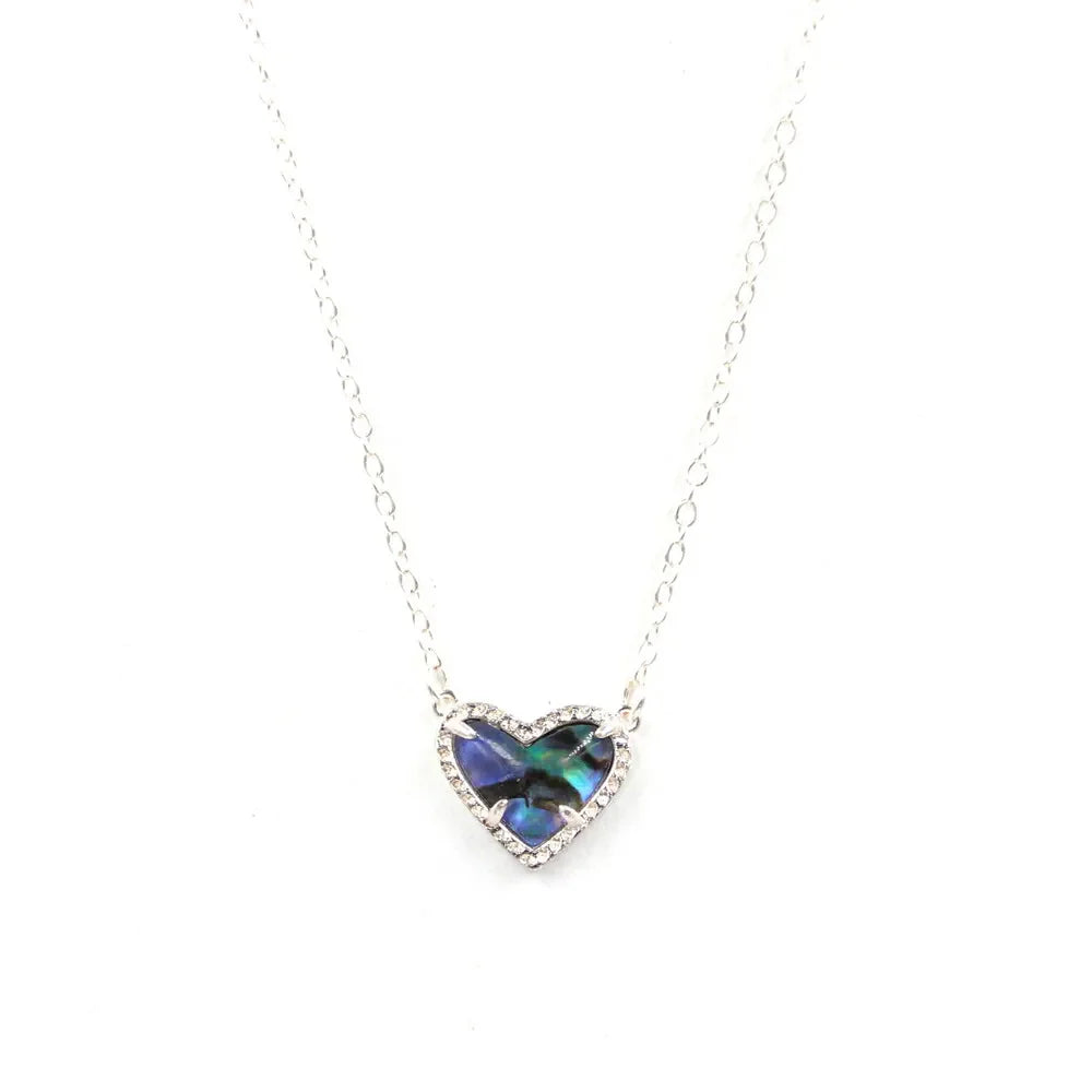 Gift Glitter Abalone Stone Small Heart Shaped 3D Resin Shell Mini Love Necklaces for Women Pendants-Dollar Bargains Online Shopping Australia