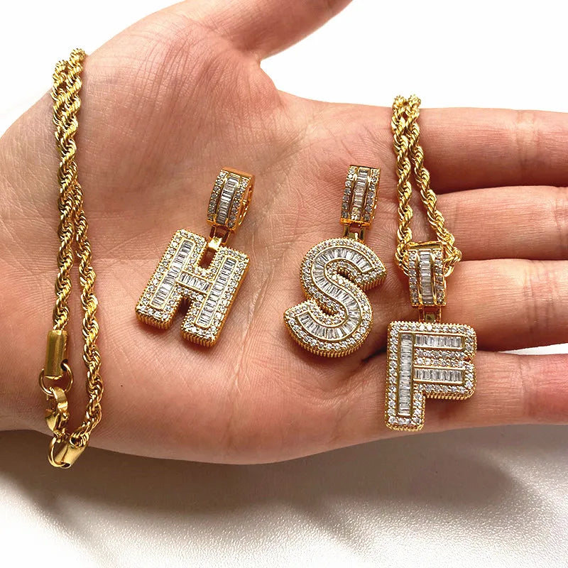 Cubic Zirconia Letters A-Z Pendant Necklaces Iced Out Rock Candy Style Initial Charms Necklace Fantastic Jewelry Gift-Dollar Bargains Online Shopping Australia