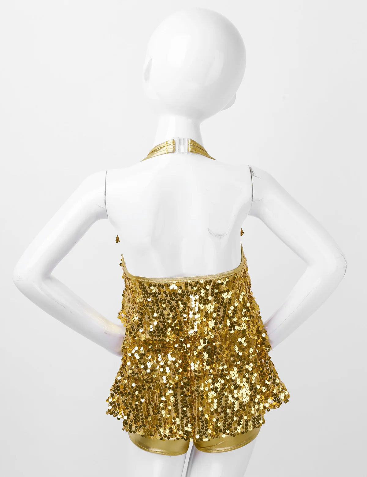 Shiny Sequins Kids Girls Halter Ballet Dance Stage Performance Dress Shorty Unitard Dress Modern Jazz Latin Dancing Costumes-Dollar Bargains Online Shopping Australia