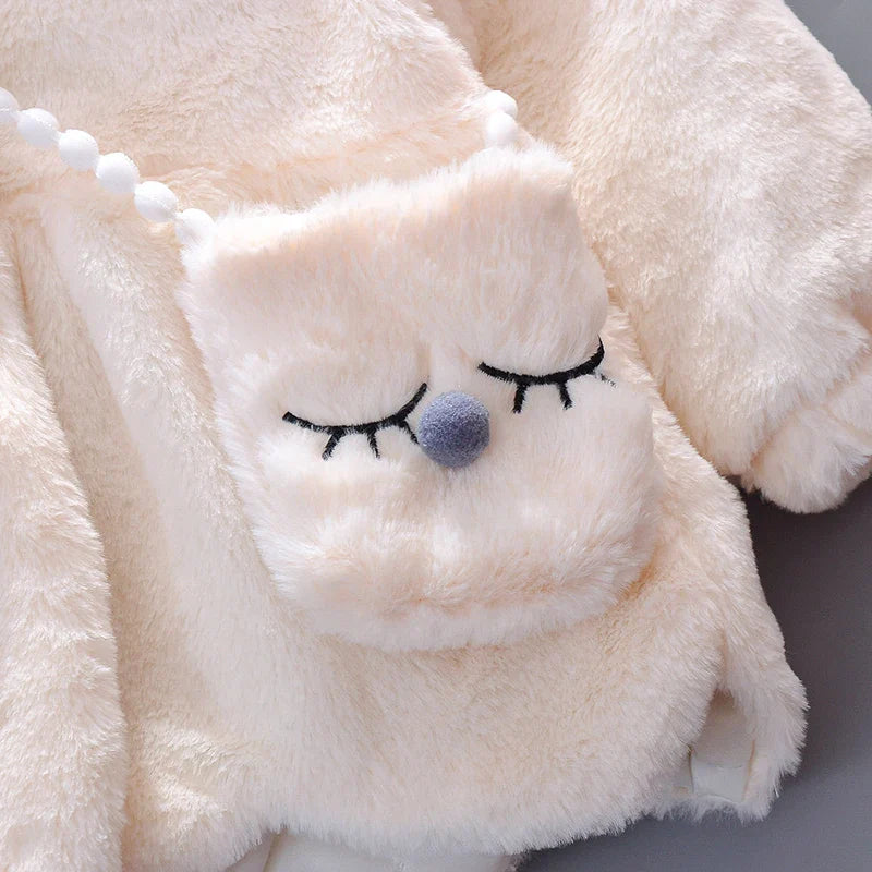 Cute Rabbit Ears Plush Baby Jacket Christmas Sweet Princess Girls Coat Autumn Winter Warm Hooded Outerwear Toddler Girl Clothes-Dollar Bargains Online Shopping Australia