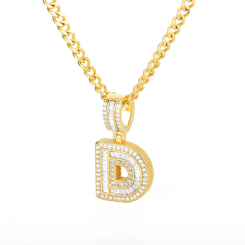 Cubic Zirconia Letter Pendant Necklaces Iced Out Rock Candy Style Initial Charms Necklace Fantastic Jewelry Gift-Dollar Bargains Online Shopping Australia