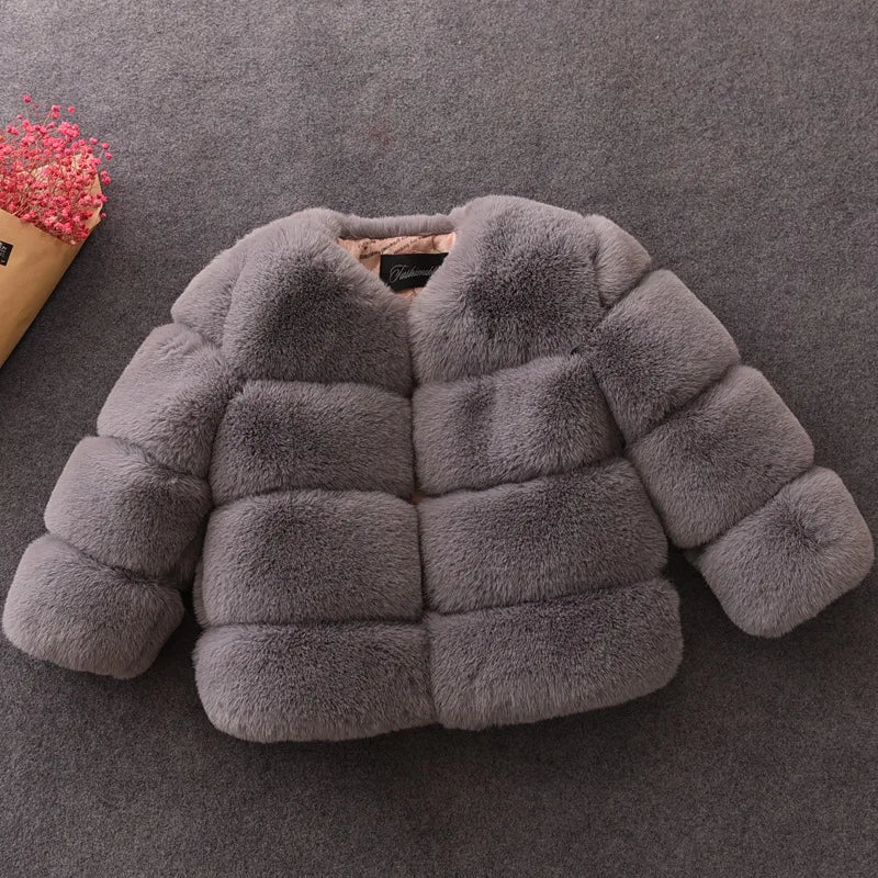 Baby Girls Faux Fur Coat Winter Children Girls Long Sleeve Christmas Jacket Warm Kids Girls Snow Coat Girls Outerwear Clothing-Dollar Bargains Online Shopping Australia
