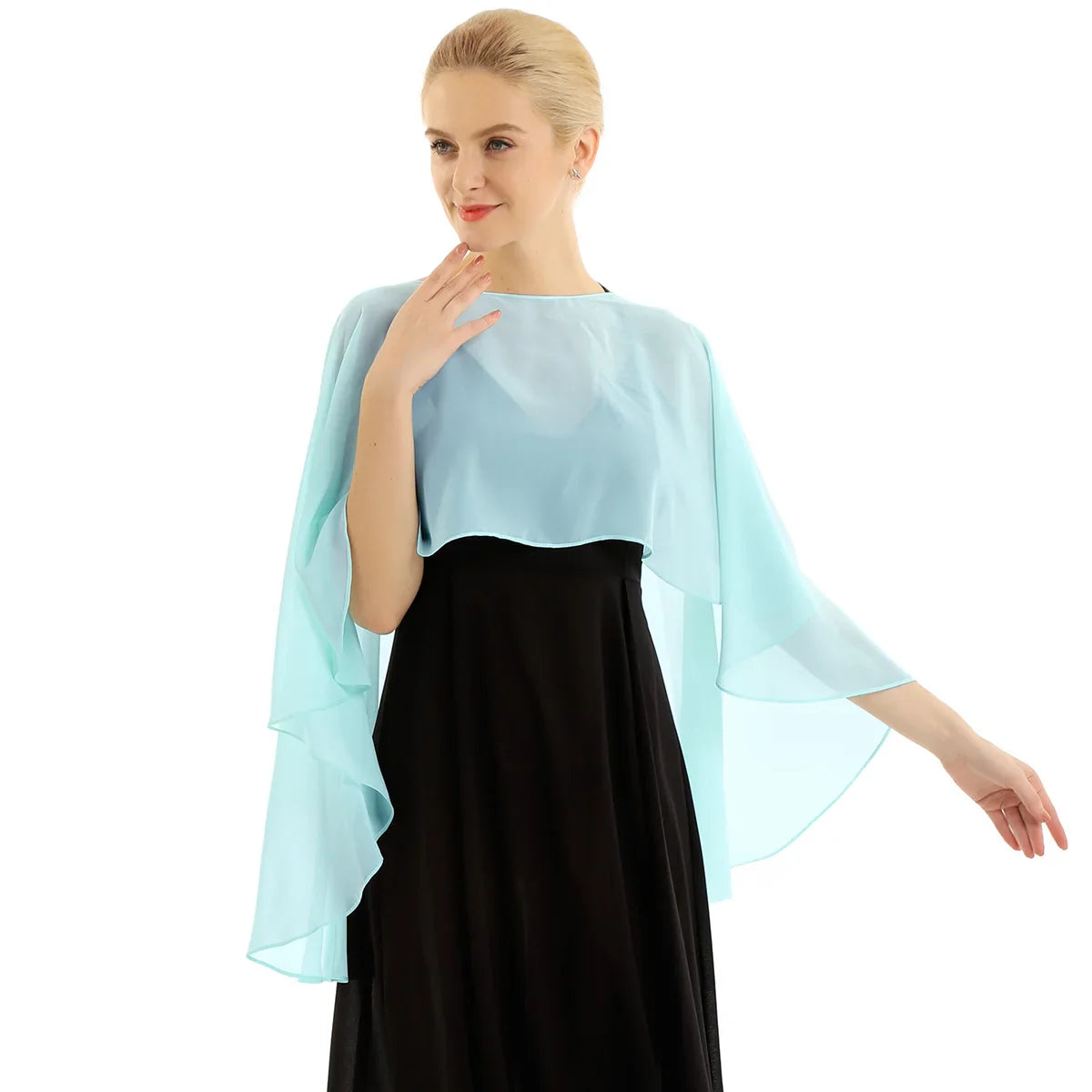 Women Chiffon Solid Pullover Capes Shawl Hi-low Hem Thin Soft Shrug Ponchos for Wedding Bridal Bridesmaid Evening Party Dress-Dollar Bargains Online Shopping Australia