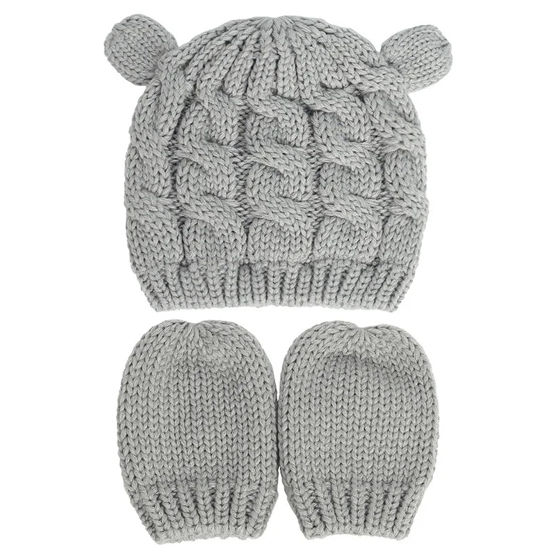 2 PCS Pure Color Baby Kids Girls Boys Winter Warm Knit Hat 2021 New Cute Glove Lovely Beanie Cap Set 0-18 Month-Dollar Bargains Online Shopping Australia