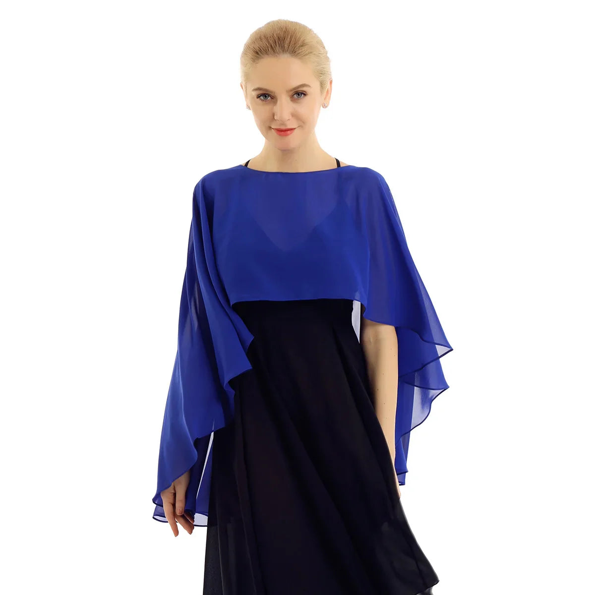 Women Chiffon Solid Pullover Capes Shawl Hi-low Hem Thin Soft Shrug Ponchos for Wedding Bridal Bridesmaid Evening Party Dress-Dollar Bargains Online Shopping Australia