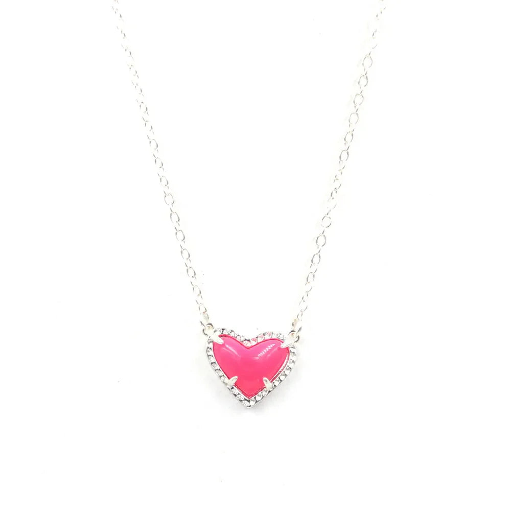 Gift Glitter Abalone Stone Small Heart Shaped 3D Resin Shell Mini Love Necklaces for Women Pendants-Dollar Bargains Online Shopping Australia