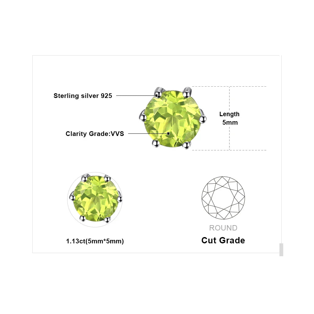 Genuine Peridot Blue Topaz Amethyst Citrine Garnet 925 Sterling Silver Stud Earrings for Women Colorful Gemstone