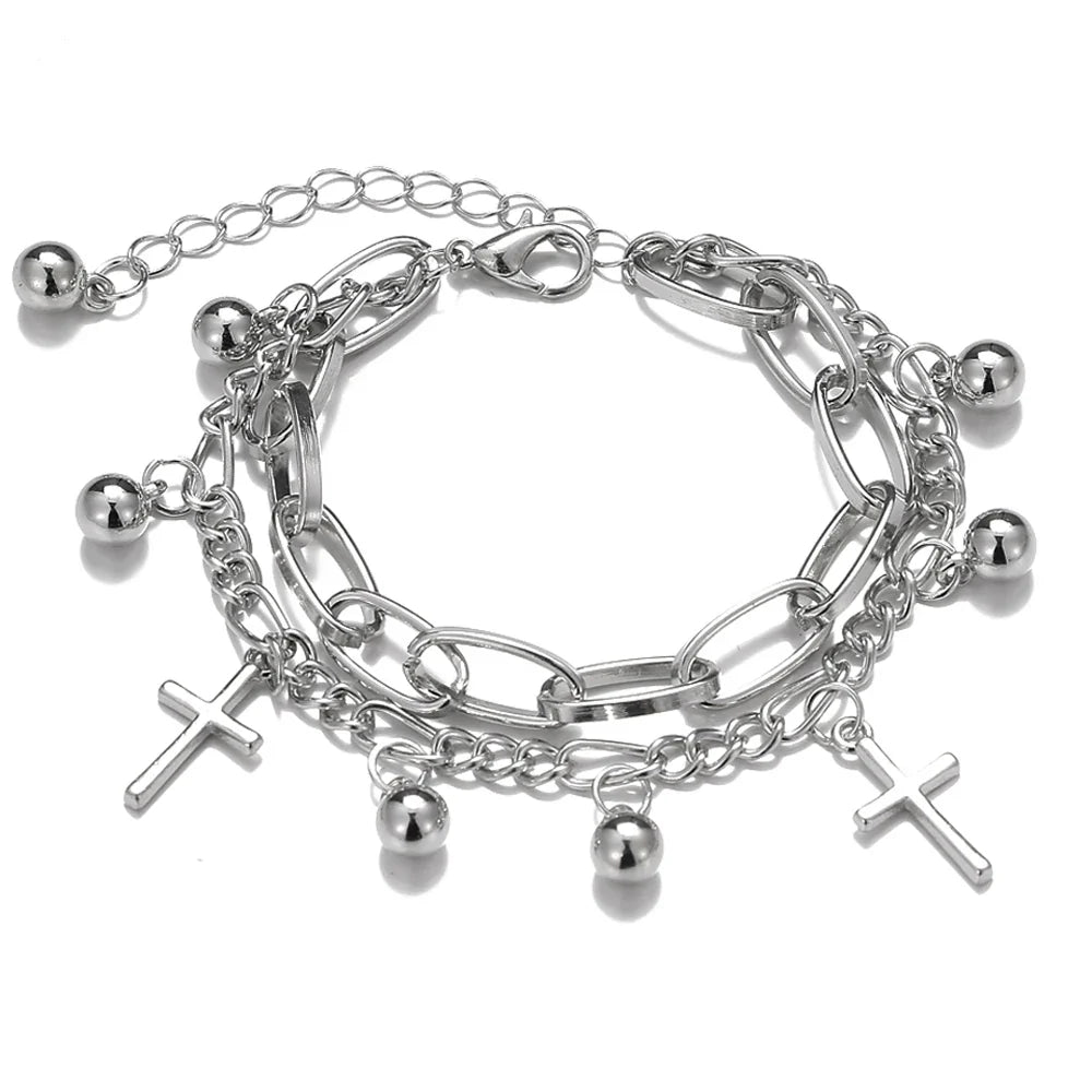 FNIO Bohemian Bracelets for Women Fashion Multilayer Beaded Chain Bracelets Set Charm Bracelet Bangles Jewelry Punk-Dollar Bargains Online Shopping Australia