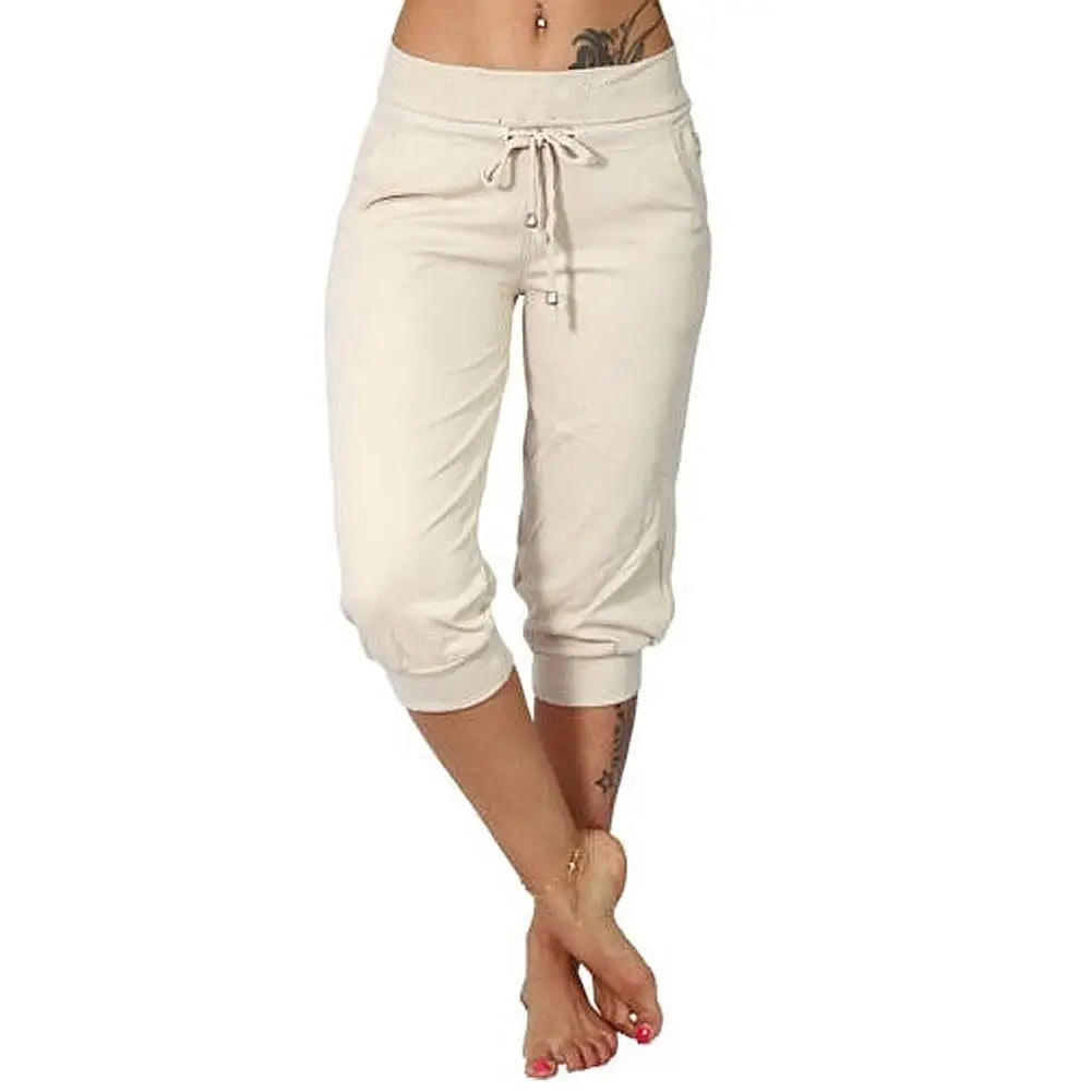 Women High Waist Casual Solid Color Low Rise Drawstring Pockets Sports Pants Shorts Joggers For Womens-Dollar Bargains Online Shopping Australia