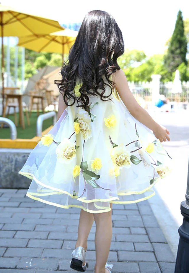 Bohemian Girls Flower Dress Kids Girl Beach Dresses Chiffon Kids Dresses Floral Teenager Girls-Dollar Bargains Online Shopping Australia