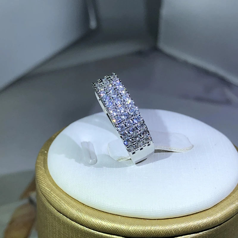 925 Sterling Silver Inlaid With White Zircon Ring Fashion Ladies Half Ring Party Cocktail Party Jewelry Gift